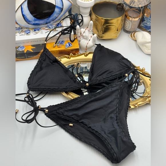 🆕 ZIMMERMANN 🧿 NWOT Vitali Trimmed Mini Tri Bikini, Black, Sz 2 - US 6 / 8 - Picture 13 of 15